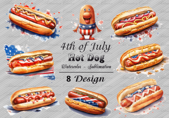 4th of July Hot Dog PNG, Sublimation Art