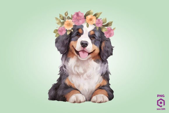 Bernese Mountain Dog with Head Wreath