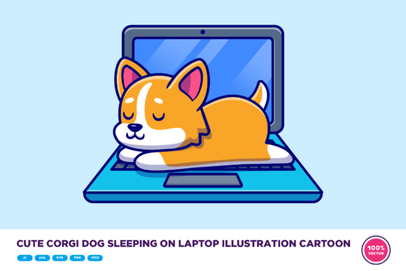 Cute Corgi Dog Sleeping on Laptop – Embroidery Review