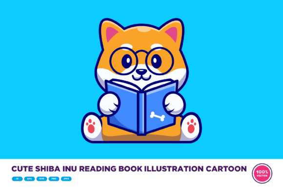 Cute Shiba Inu Dog Reading Book Cartoon: A Designer's Review