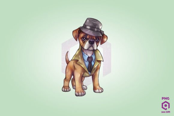 Detective Boxer Dog Clipart