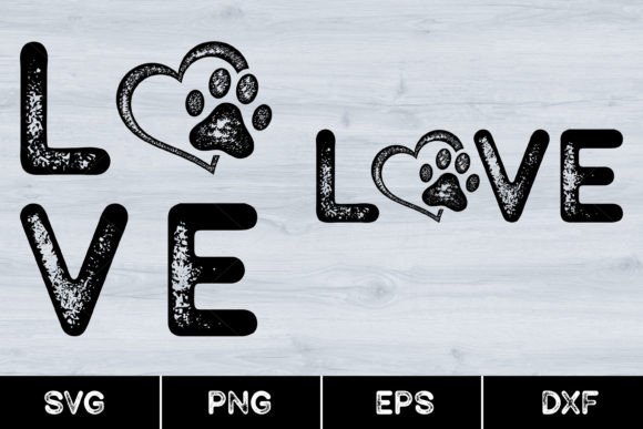 Dog Love, Love with Paw Print and Heart