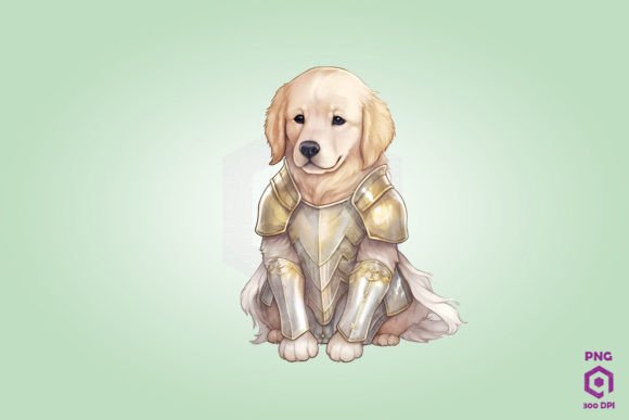 Golden Retriever Dog Wearing Armor