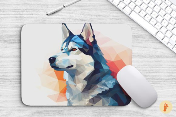 Mouse Pad Husky Dog Polygon Graphic