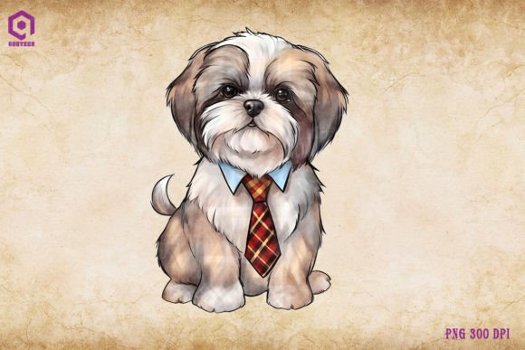 Shih Tzu Dog Wearing Tie Embroidery Review